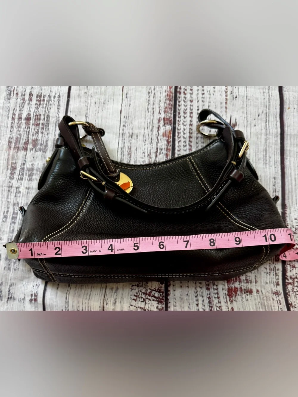 Dooney & Bourke Dark Brown Pebbled Leather Hobo Shoulder Bag